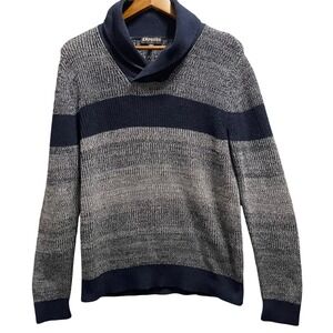 Express Shawl Collar Sweater Mens Large Navy Gray Preppy Nautical Classic